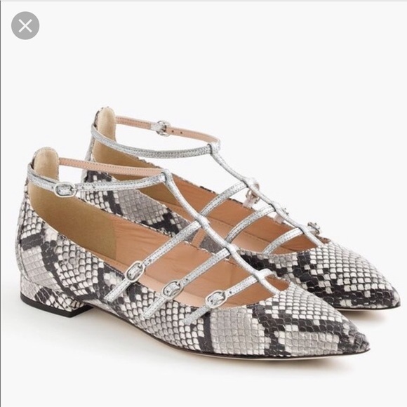 J. Crew Shoes - JCREW Snakeskin Caged Flats